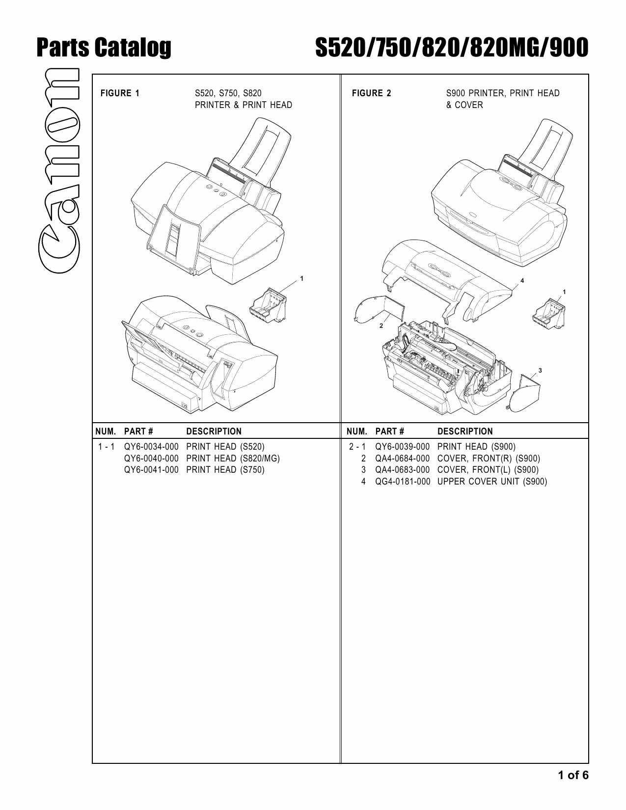 Canon PIXUS S520 S750 S820 S820MG S900 Parts Catalog Manual-2